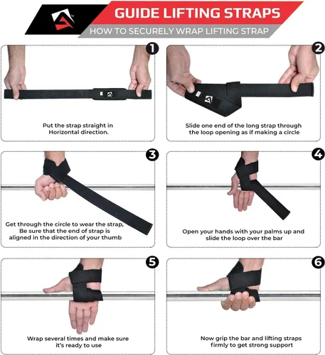 Vista 6 de AQF Weight Lifting Straps, Padded Cotton Gym Wrist Straps for Deadlifts