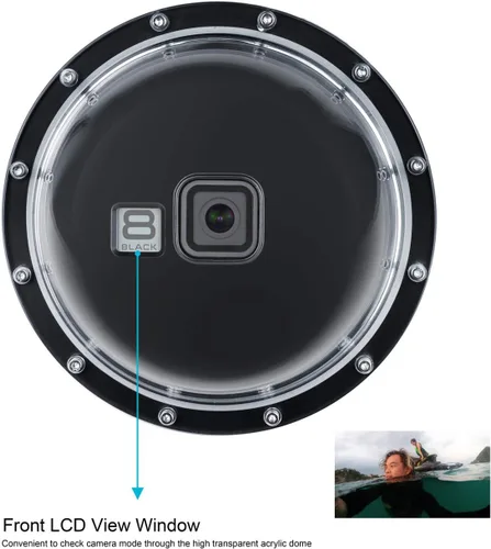 Vista 2 de SOONSUN Puerto domo para GoPro Hero 8 Negro, lente de domo subacuático de 147 pies con carcasa impermeable, agarre de mano flotante, gatillo