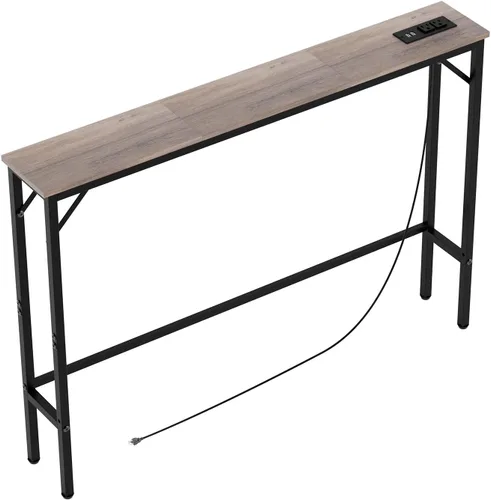 Vista 13 de Aduanbang Mesa consola de 5.9 pulgadas con tomacorriente, mesa de sofá estrecha, mesa detrás del sofá para sala de estar y pasillo, 5.9 x 39.4 x 30