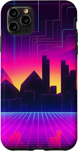 Vista 11 de Funda para iPhone 15 Retrowave 80s City Vaporwave Synthwave