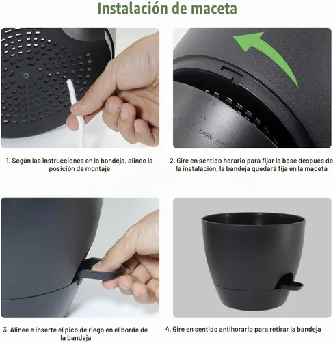 Vista 4 de WSMKSZ Macetas de riego automático medianas de 10/9/8 pulgadas, macetas con agujeros de drenaje de malla para plantas de jardín de interior y Negro