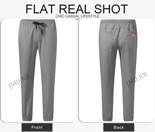 Vista 5 de JMIERR Pantalones cargo de sarga para hombre, estilo casual, de algodón, con cordón, clásicos, chinos, elásticos, pantalones de senderismo con 6