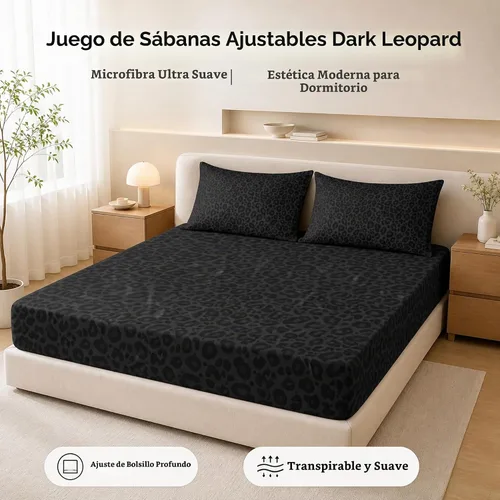 Vista 2 de Juego de ropa de cama con estampado de leopardo, tamaño individual, juego de cama de guepardo africano para decoración de dormitorio de Negro