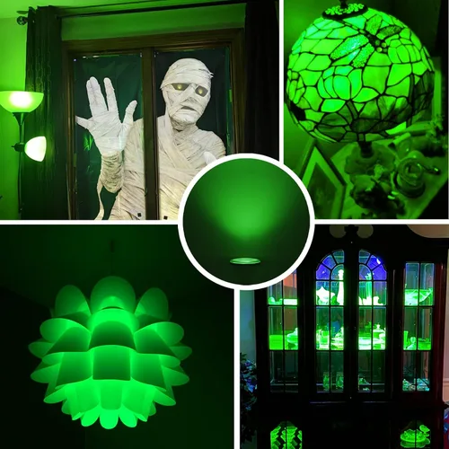 Vista 4 de Bombilla verde Par38 – 15 W (equivalente a 100 vatios) – Luces de inundación verdes E26, paquete de 2 unidades, decoración de fiestas, porche