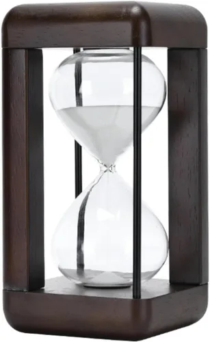 Vista 8 de Temporizador de arena, reloj de arena de 30 minutos, reloj de arena decorativo grande de madera maciza, cristal de hora con arena, utilizado