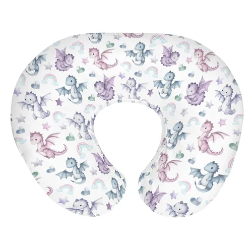 Vista 11 de Fairytale Dragons Boho Floral Baby Nursing Pillow Covers for Boy Girl Magical Dragon Moon Moth Flowers Nursery Pillowcase for Breastfeeding Pillows