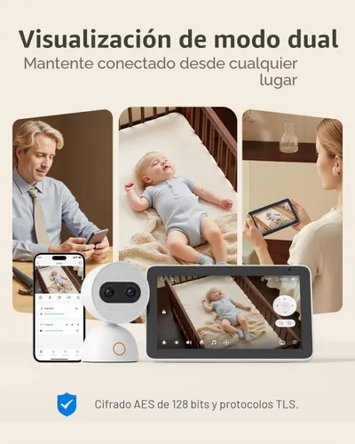 Vista 5 de Simsky Monitor de bebé con 2 cámaras, pantalla táctil de 7", pantalla
