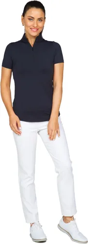 Vista 3 de IBKUL Athleisure Wear Sun Protective UPF 50+ Icefil Cooling Short Sleeve Mock Neck Top - 87000