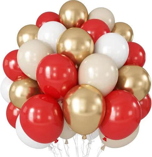 Vista 15 de Globos de color verde salvia marrón, paquete de 60 globos con estampado Verde Marrón Oro