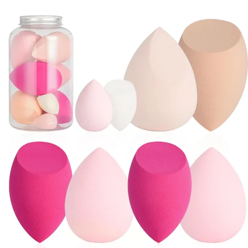 Vista 9 de COSTICA - Juego de esponjas de maquillaje, 8 esponjas de belleza para base, crema y polvo, esponja de belleza multicolor para maquillaje con 2 mini