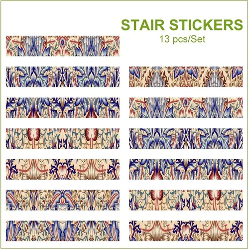 Vista 3 de Brebasf - Calcomanías decorativas abstractas de William Morris, diseño de damasco floral de jardín rústico de primavera para interiores