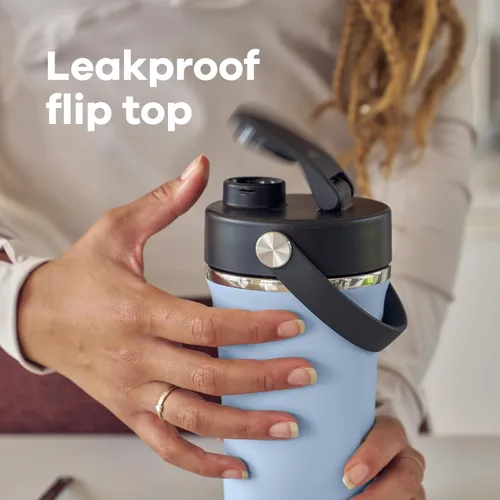 Vista 5 de Hydro Flask Botella agitadora – Botella de gimnasio de acero inoxidable aislada para preentrenamiento y proteína 24 onzas Agave Verde
