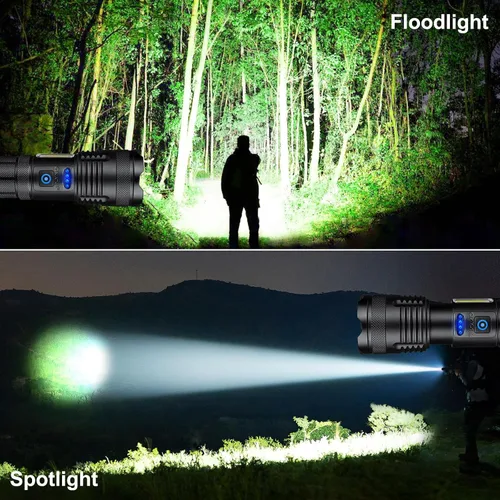 Vista 4 de KINGCAESAR - Linternas de 90,000 lúmenes altos, paquete de 2, linterna recargable ultra brillante con 7 modos de luz, luz LED con alta potencia