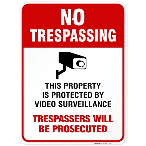 Vista 14 de Señal de videovigilancia No Trespassing, cámara de seguridad CCTV, 24 x 30 pulgadas, 3M EGP reflectante aluminio .080, resistente a la decoloración