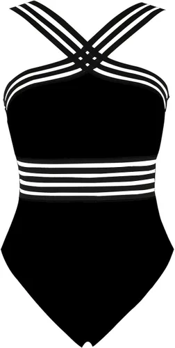 Vista 3 de Hilor - Traje de baño de una pieza para mujer parte delantera cruzada diseño con recortes