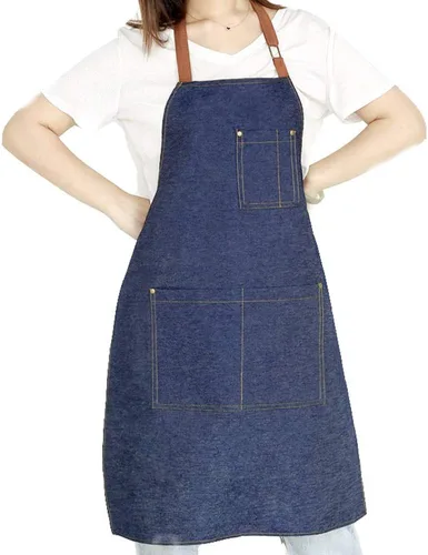 Vista 6 de Delantal de mezclilla con múltiples bolsillos unisex ajustables para cocina, manualidades, cocina
