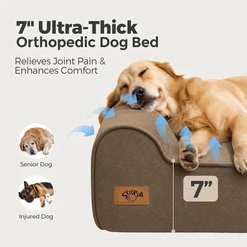 Vista 2 de Sytopia Camas ortopédicas para perros grandes, sofá de espuma viscoelástica extra gruesa de 7 pulgadas para perros mayores y grandes daneses