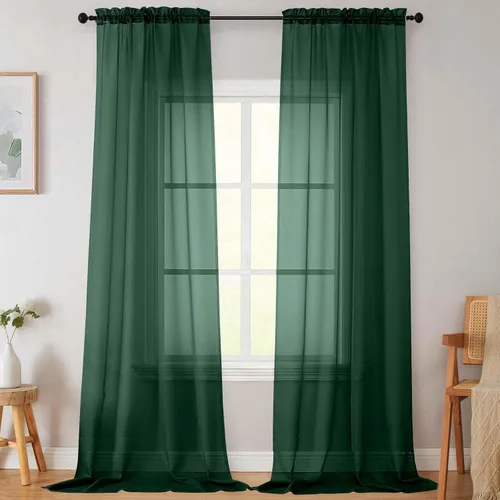 Vista 21 de 2 paneles de cortinas traslúcidas blancas para dormitorio, sala de estar, 96 pulgadas de largo, modernas, suaves, ligeras, con bolsillo para barra