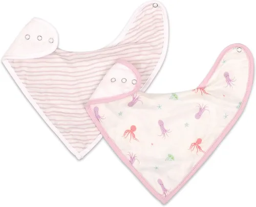 Vista 12 de Bamboo Little Baberos para bebé (paquete de 2) - Baberos con broches ajustables - Parte trasera de rizo absorbente Adjustable Snaps