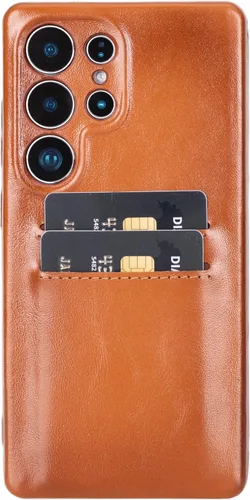 Vista 10 de HARDISTON Funda de piel auténtica hecha a mano para Samsung Galaxy Note 8, funda a presión con 2 ranuras para tarjetas de crédito, carga Marrón