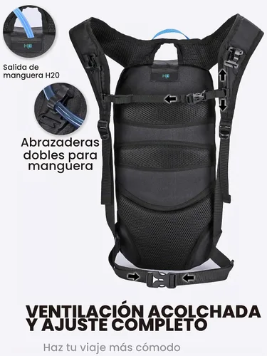 Vista 5 de Hydration Backpack, Lightweight Hydration Pack with 2L Water Bladder, 6L Water Backpack for Men Women Cycling, Hiking, Mountain Biking, Skiing