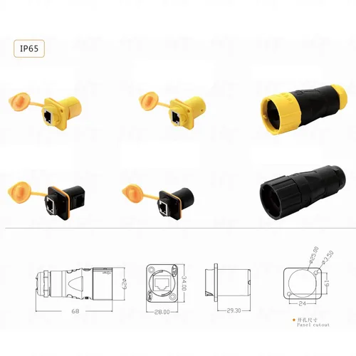 Vista 5 de 2sets Ethernet RJ45 conector impermeable hembra Socket Panel posterior montaje frontal (portador de cable)