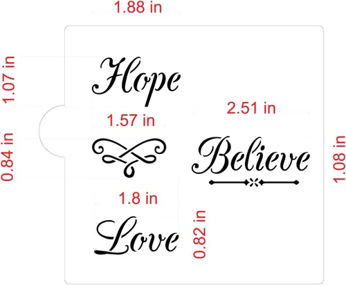 Vista 4 de Hope, Believe, Love Cookie and Craft Stencil by Designer Stencils