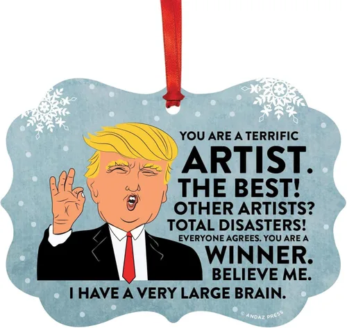 Vista 44 de Andaz Press Presidente Donald Trump Fancy Frame Recuerdo Adorno de Navidad Regalo de broma, excelente contador, 1 paquete, divertidas ideas