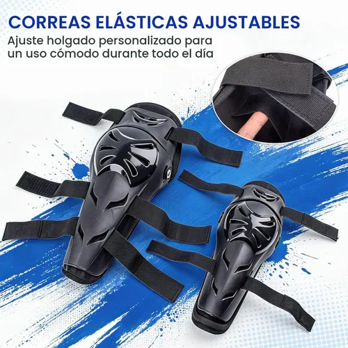 Vista 4 de GES Rodilleras para motocicleta – 4 rodilleras para adultos/coderas de motocicleta/almohadillas ajustables para rodilleras, protectores de codo
