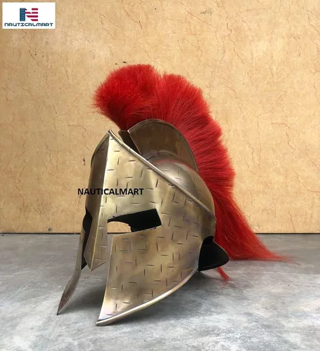 Vista 6 de NauticalMart Armadura medieval Spartan Muscle Armor Breastplate 300 Movie Armor Casco Rojo Ciruela Guerreros Romanos Disfraz