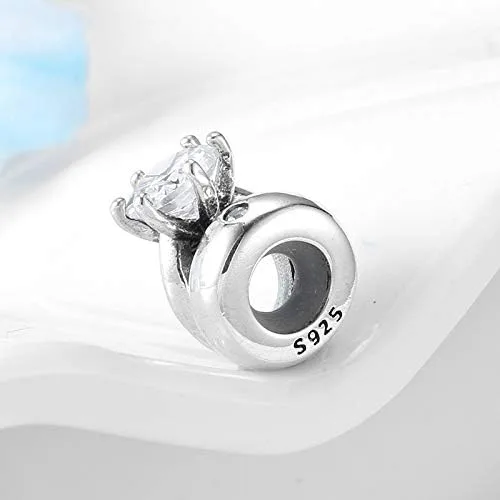 Vista 3 de Abalorio espaciador de goma con cuentas espaciadoras de plata de ley 925 para pulseras estilo Pandora