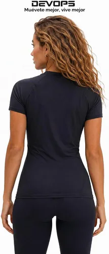 Vista 8 de DEVOPS - Paquete de 3 camisetas de compresión para mujer, de manga corta, con ajuste seco, para correr, atléticas, camisetas de entrenamiento
