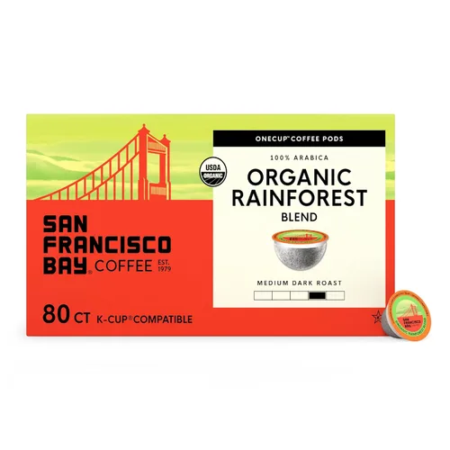 Vista 9 de SF Bay Coffee Organic Rainforest Blend, 12 unidades, Cápsulas de café compostables, tostado medio, compatible con K Cup incluyendo Keurig