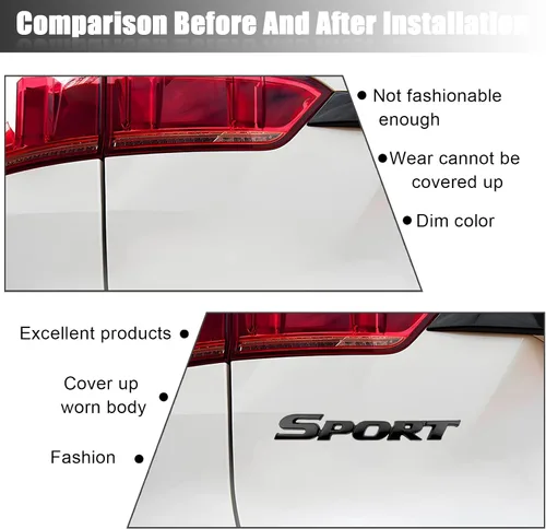 Vista 5 de 2 piezas de calcomanías de maletero de coche 3D de metal deportivo, calcomanías 3D premium personalizadas, pegatina 3D para guardabarros