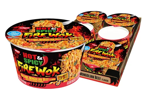 Vista 3 de Nissin Sopa de fideos ramen caliente y picante, ardiente caliente, 3.32 onzas (paquete de 6)