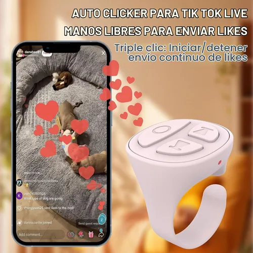 Vista 3 de Anillo de desplazamiento TikTok, control remoto de cámara Bluetooth, anillo de desplazamiento remoto para iPhone TIK Tok, Facebook, YouTube Rosa bebé