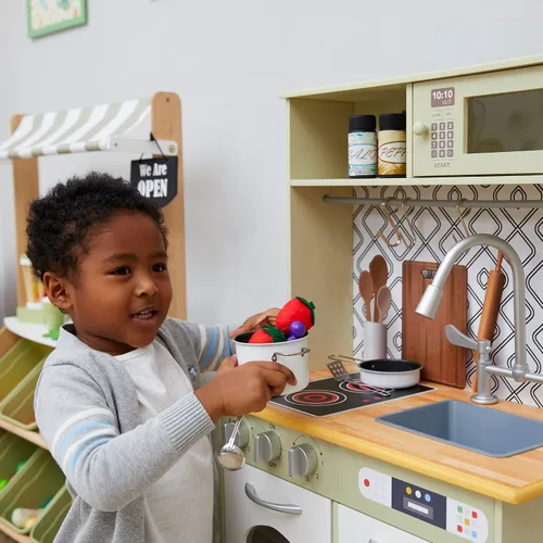 Vista 9 de Teamson Kids - Little Chef Boston Modern Play Kitchen - Verde oliva/Blanco 22.25 x 12 x 37.5 pulgadas