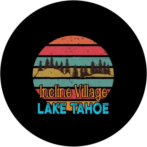Vista 3 de Lake Tahoe Incline Village Retro Sunset PopSockets - Soporte para teléfonos y tabletas, Negro