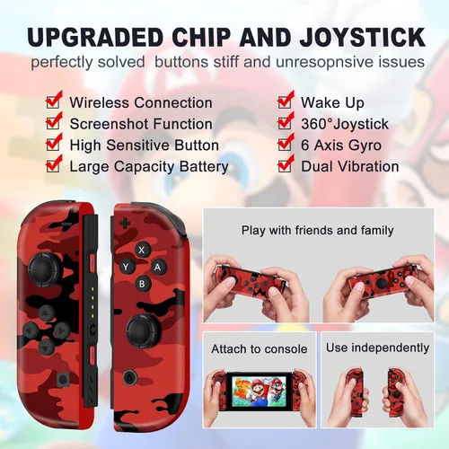 Vista 2 de SWCTIM Joypad Controller for Nintendo Switch,Switch Controllers Joypad Supports ScreenshotWake-up FunctionMotion ControlDual VibrationLeft Right