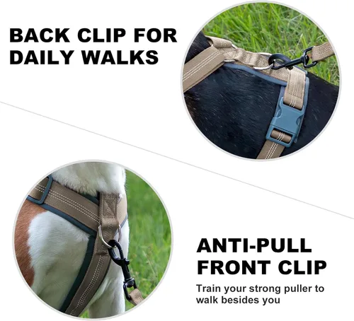 Vista 4 de Arnés para perro Plutus Pet sin tirón, arnés ajustable de nylon con acolchado suave, arnés para perro reflectante y resistente para perros pequeños