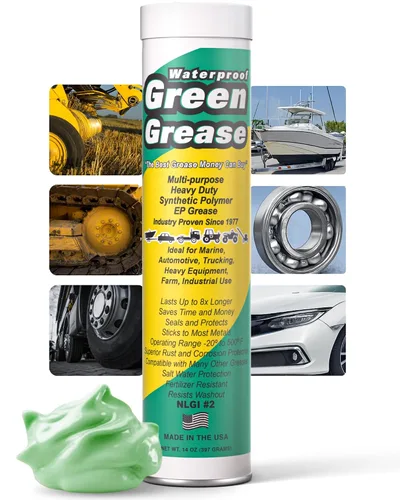 Vista 7 de Tubo de grasa verde ultra resistente (3 onzas, paquete de 3) – NLGI 2, alta temperatura, resistente al agua, grado marino, resistente a