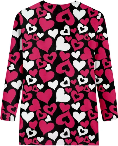 Vista 5 de ZEFOTIM Camisa de San Valentín para mujer, manga 34, con estampado de corazones de amor, casual, a la moda