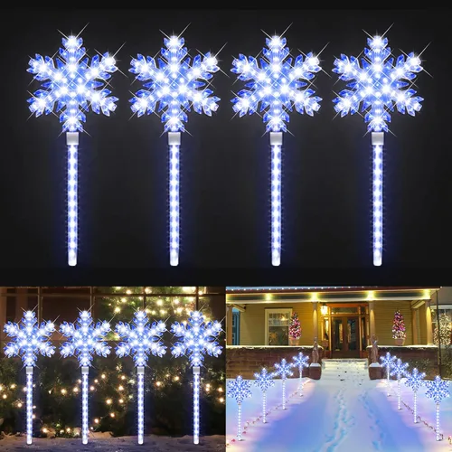 Vista 7 de 17 pulgadas 160 LED (10 x 16 LED) Luz de Estaca de Arco Centelleante para Césped, Arco de Bastón de Caramelo Marcadores de Sendero Navideños
