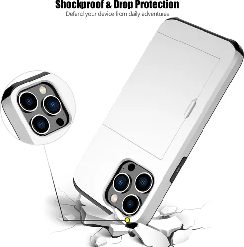 Vista 73 de Nvollnoe - Funda para iPhone 14 con tarjetero [tienda de 5 tarjetas] Negro - Almacenamiento más grande