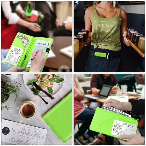 Vista 6 de BVYA Juego de 2 unidades, libro de servidor para camarera, libro de 5 x 9 pulgadas con bolsillo con cremallera, organizador de cartera de servidor 2