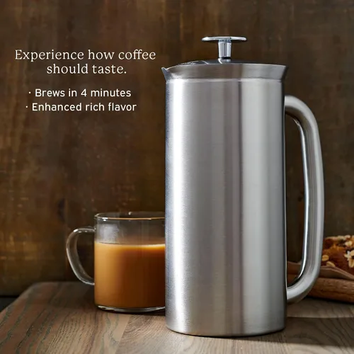 Vista 3 de ESPRO - Prensa francesa P7 - Cafetera y tetera aislada de acero inoxidable de doble pared con microfiltro - Mantiene las bebidas calientes durante