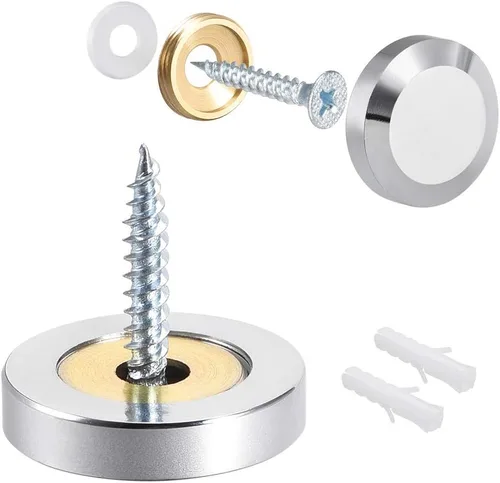 Vista 9 de uxcell Tornillos de espejo decorativos tapa tapa clavos oro pulido 0.630 in 8pcs