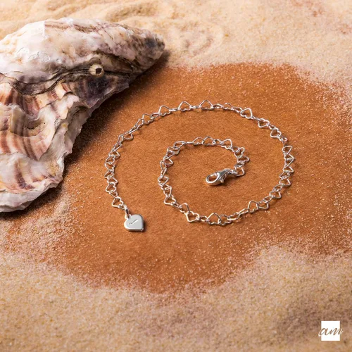Vista 4 de Amberta Tobillera de plata de ley 925 naturalmente ajustable – Pulsera de tobillo de 0.118 in con cadena de corazón – hasta 10 pulgadas – Ajuste