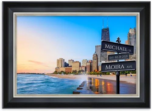 Vista 154 de IPIC - Personalized Framed Canvas with Custom Street Sign in Boston Personalized Street Signs with Names, Custom Canvas Print, Boston Sunset