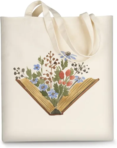 Vista 17 de Bolsa de lona AUSVKAI estética para mujer, lindas bolsas de tela reutilizables de algodón para compras, playa, comestibles